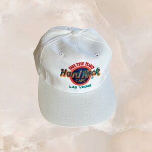 HARD ROCK CAFE Vintage Hat 90s Snapback Save the Planet Las Vegas White Green